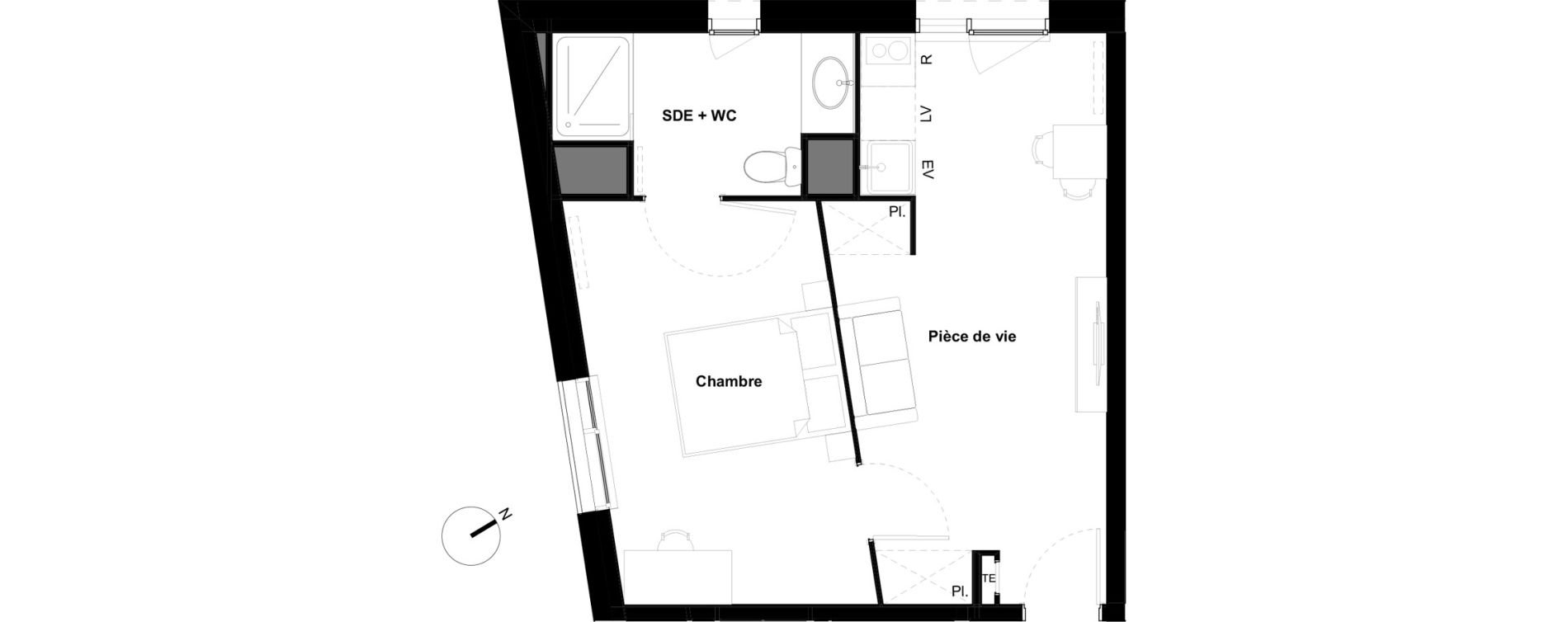 Appartement T2 de 35,62 m2 &agrave; Saint-Martin-D'H&egrave;res Glairons