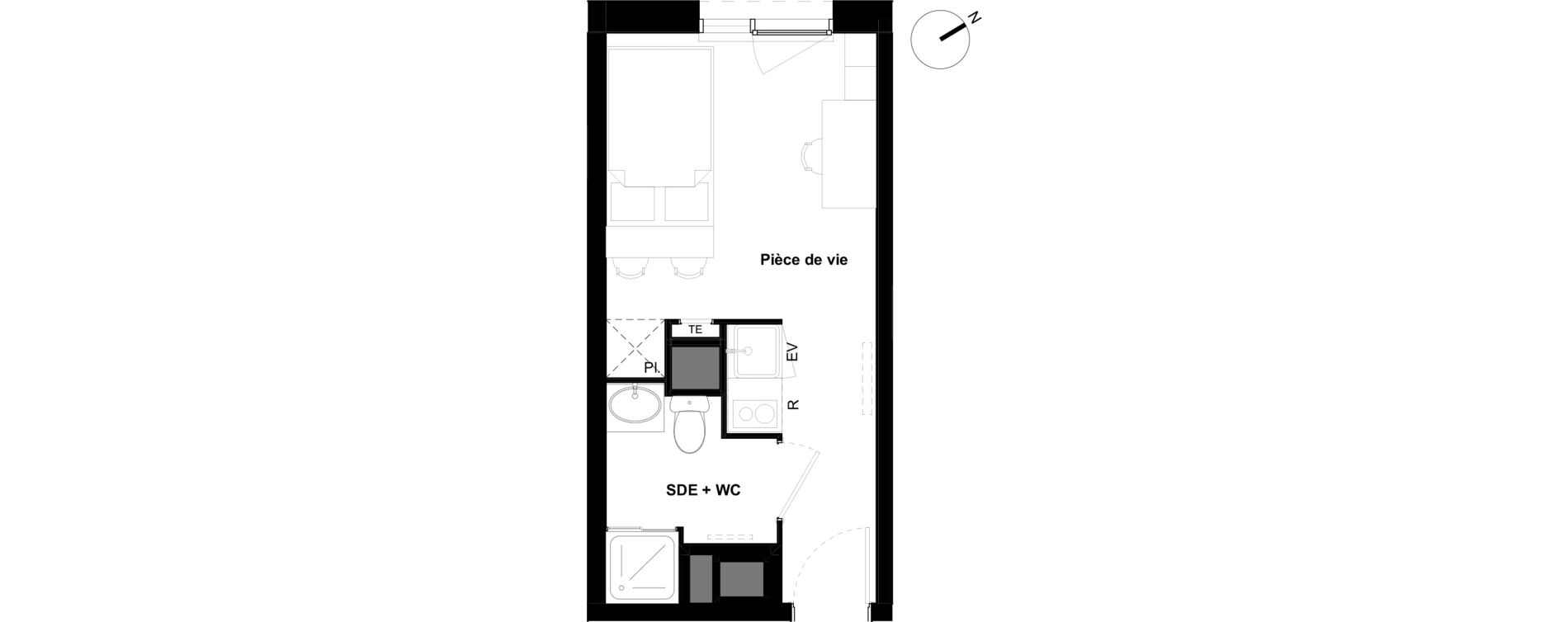 Appartement T1 de 17,58 m2 &agrave; Saint-Martin-D'H&egrave;res Glairons