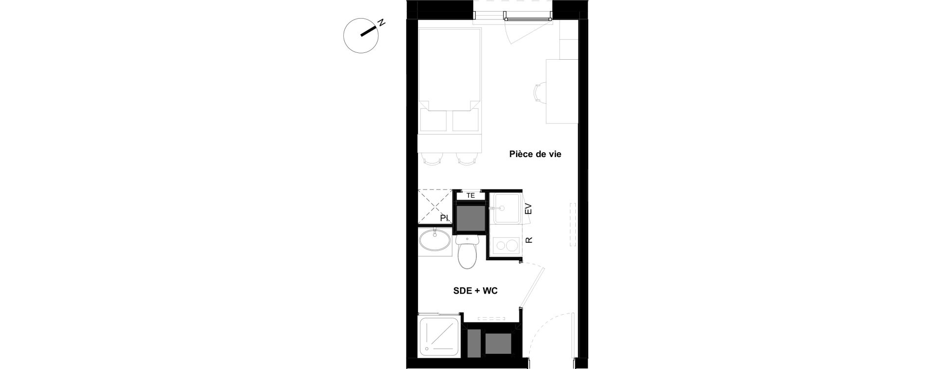 Appartement T1 de 17,58 m2 &agrave; Saint-Martin-D'H&egrave;res Glairons