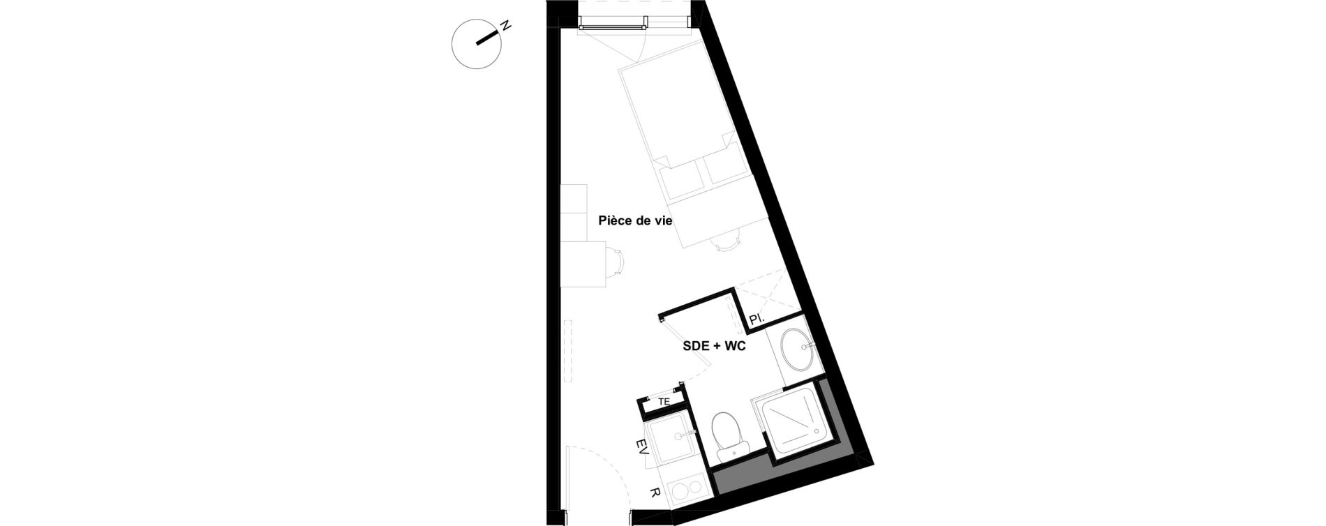 Appartement T1 de 16,75 m2 &agrave; Saint-Martin-D'H&egrave;res Glairons