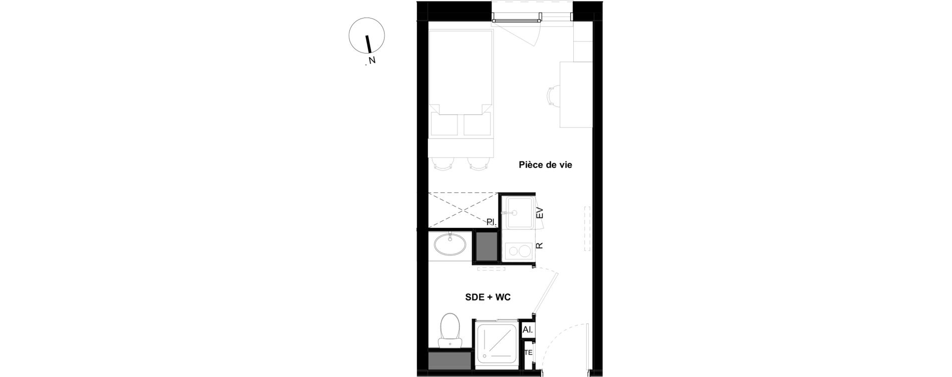 Appartement T1 de 18,10 m2 &agrave; Saint-Martin-D'H&egrave;res Glairons