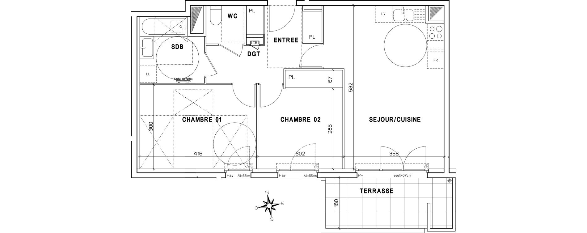 Appartement T3 de 59,79 m2 &agrave; Saint-Martin-Le-Vinoux Centre