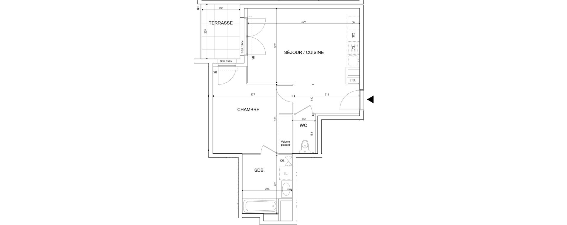 Appartement T2 de 44,15 m2 &agrave; Saint-Maurice-L'Exil Centre