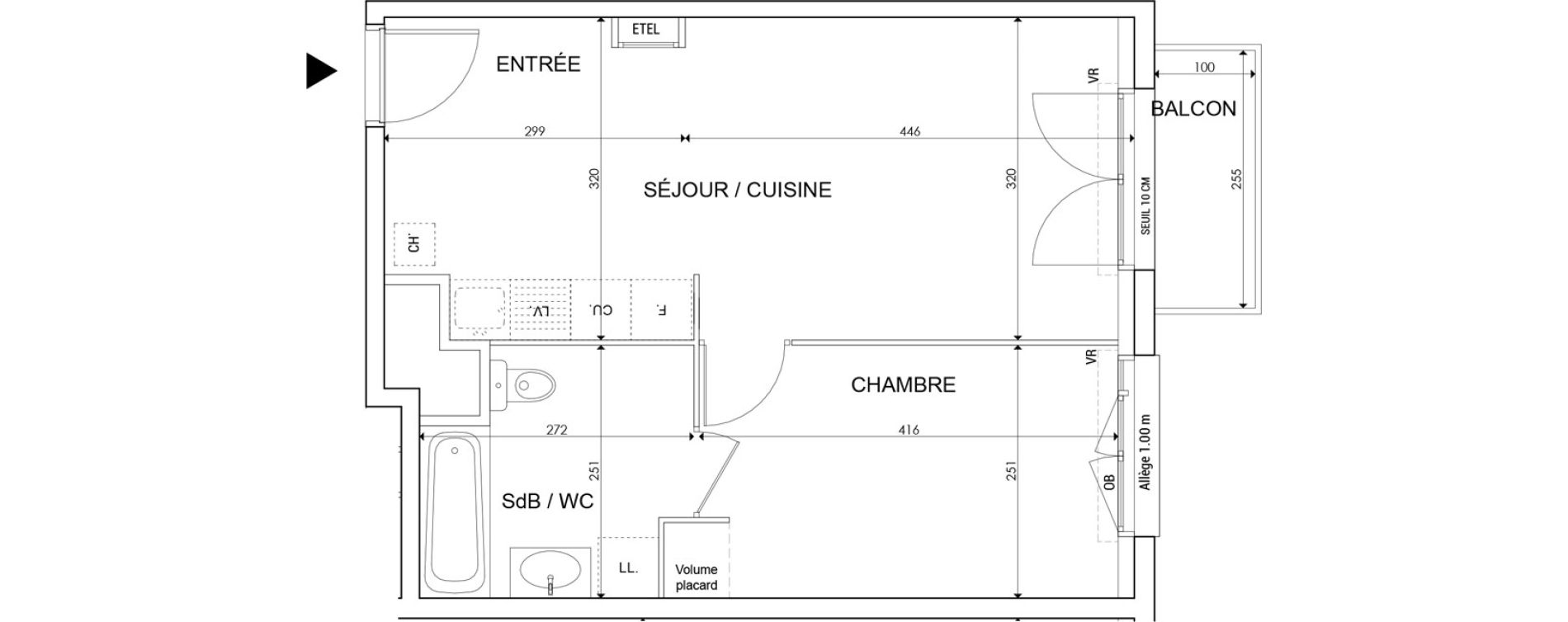 Appartement T2 de 39,20 m2 &agrave; Saint-Maurice-L'Exil Centre