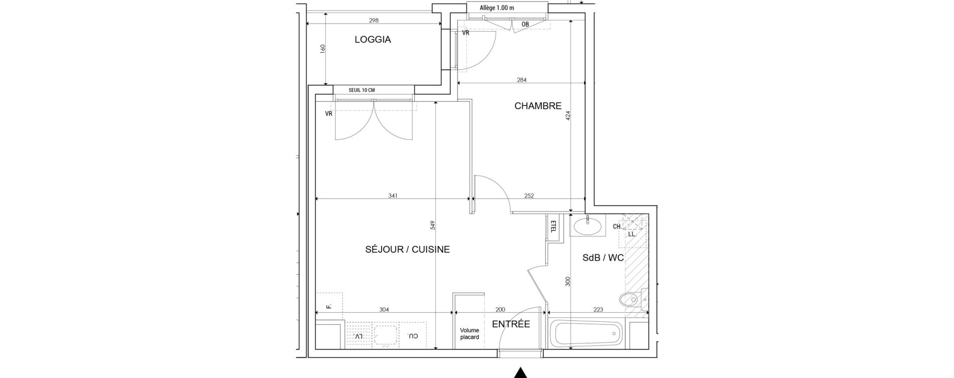 Appartement T2 de 40,30 m2 &agrave; Saint-Maurice-L'Exil Centre