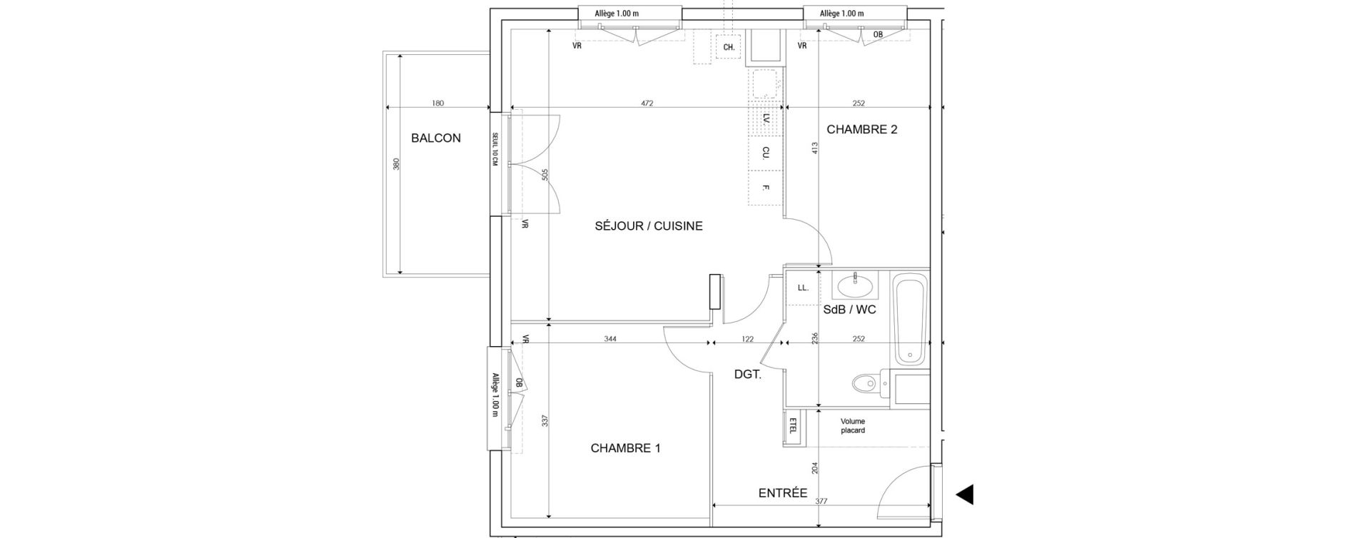 Appartement T3 de 59,75 m2 &agrave; Saint-Maurice-L'Exil Centre