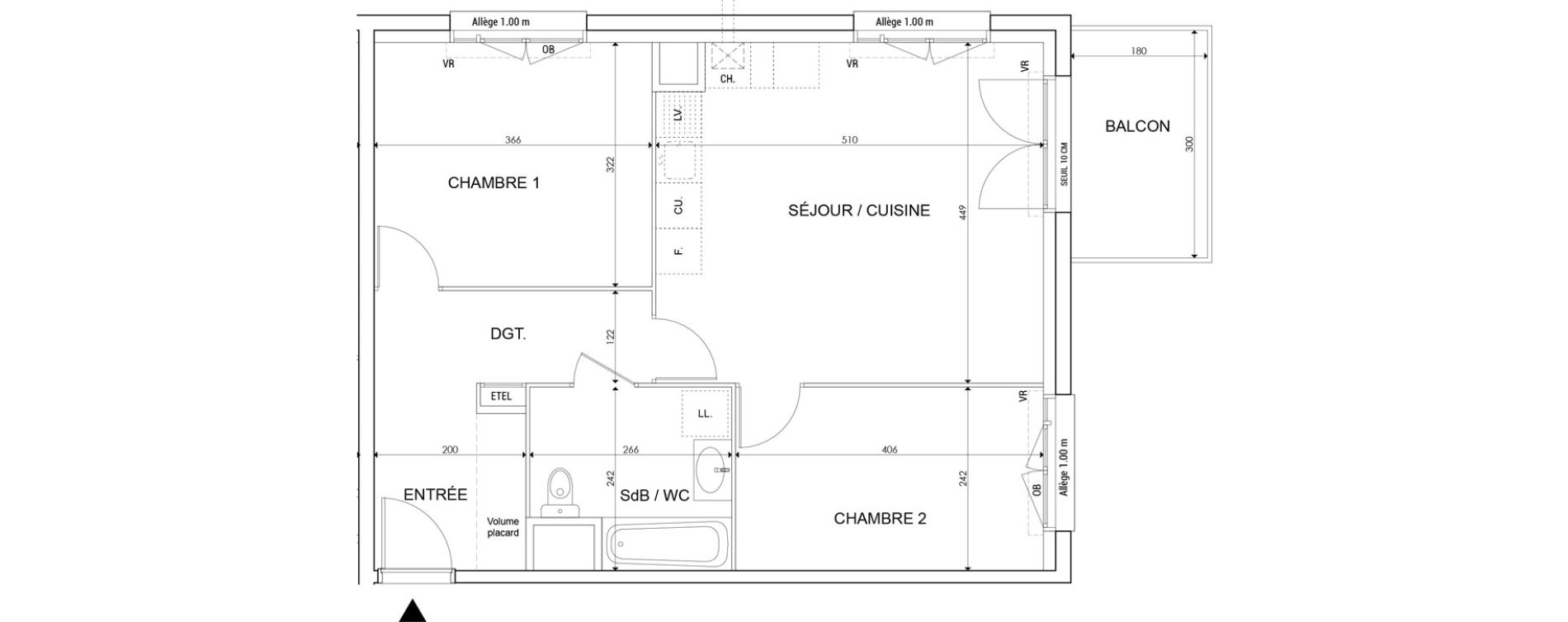 Appartement T3 de 58,85 m2 &agrave; Saint-Maurice-L'Exil Centre