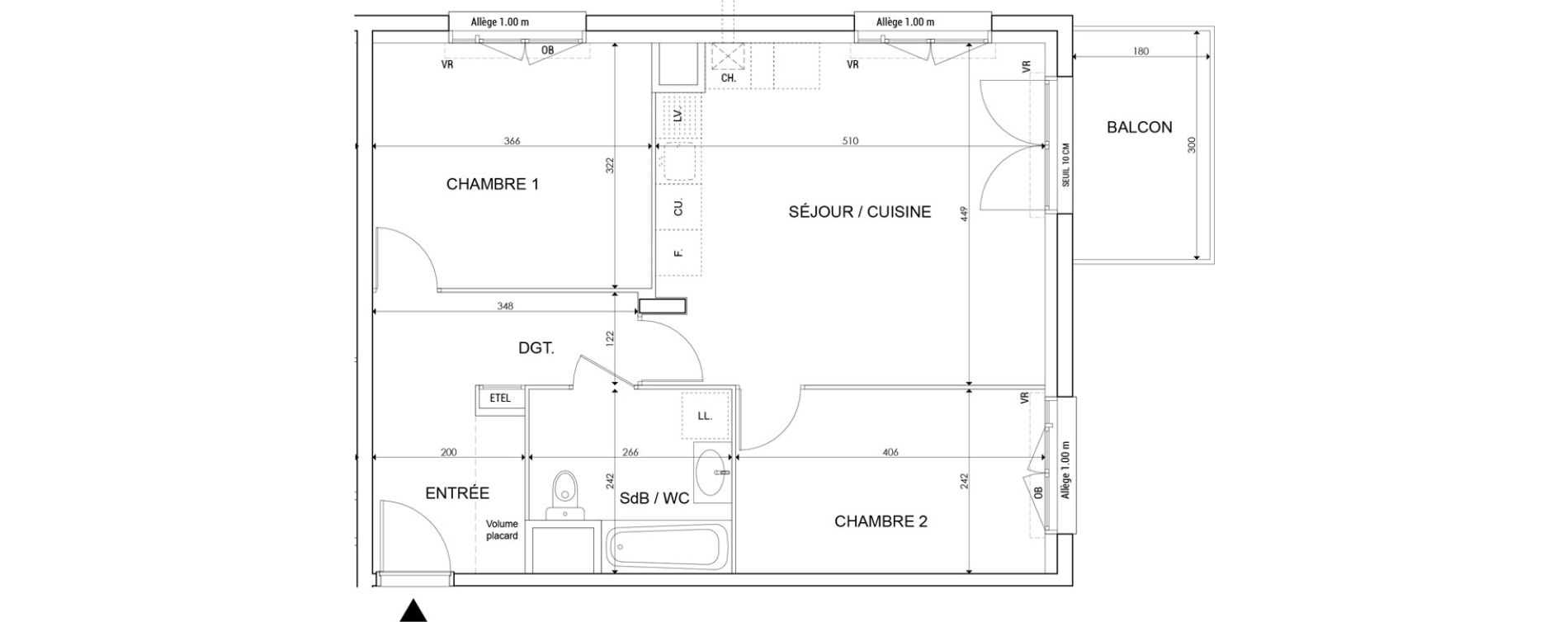 Appartement T3 de 58,75 m2 &agrave; Saint-Maurice-L'Exil Centre