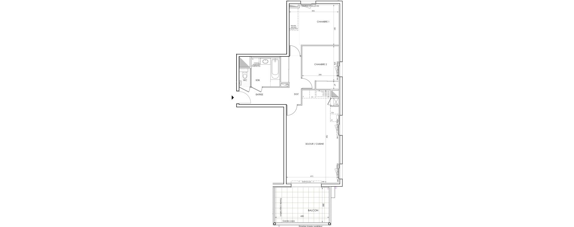 Appartement T3 de 68,60 m2 &agrave; Saint-Nazaire-Les-Eymes Centre