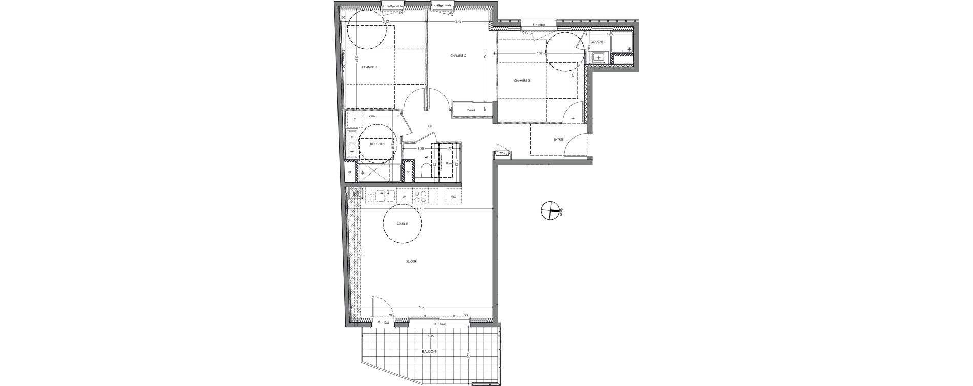 Appartement T4 de 85,71 m2 &agrave; Sassenage La falaise