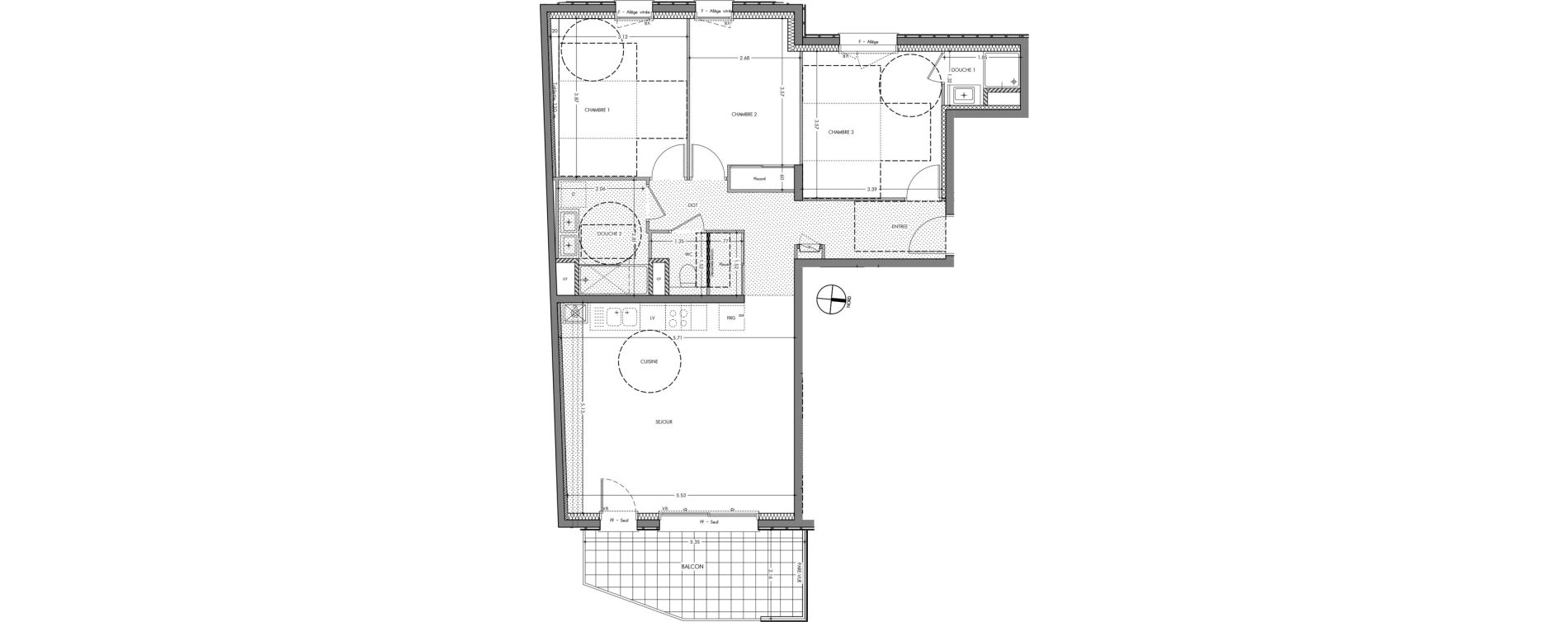 Appartement T4 de 85,72 m2 &agrave; Sassenage La falaise