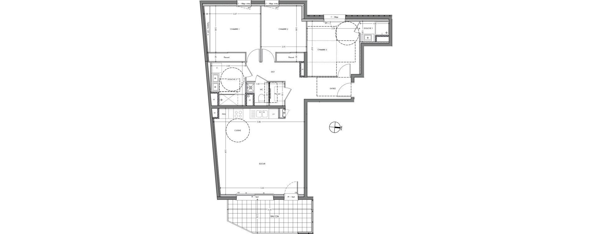 Appartement T4 de 87,57 m2 &agrave; Sassenage La falaise