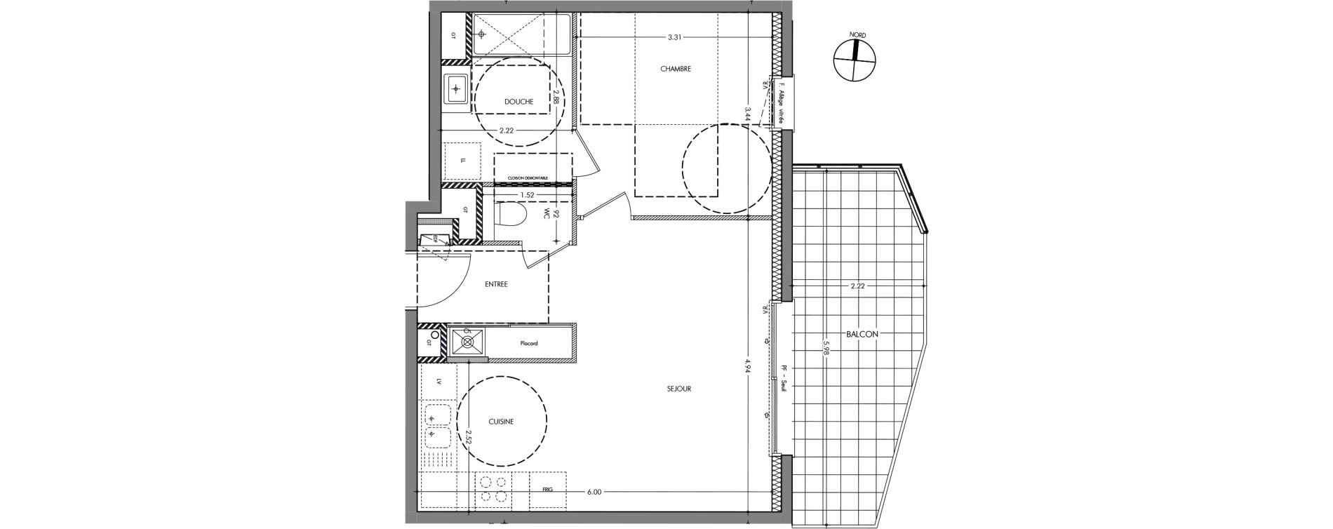 Appartement T2 de 46,61 m2 &agrave; Sassenage La falaise