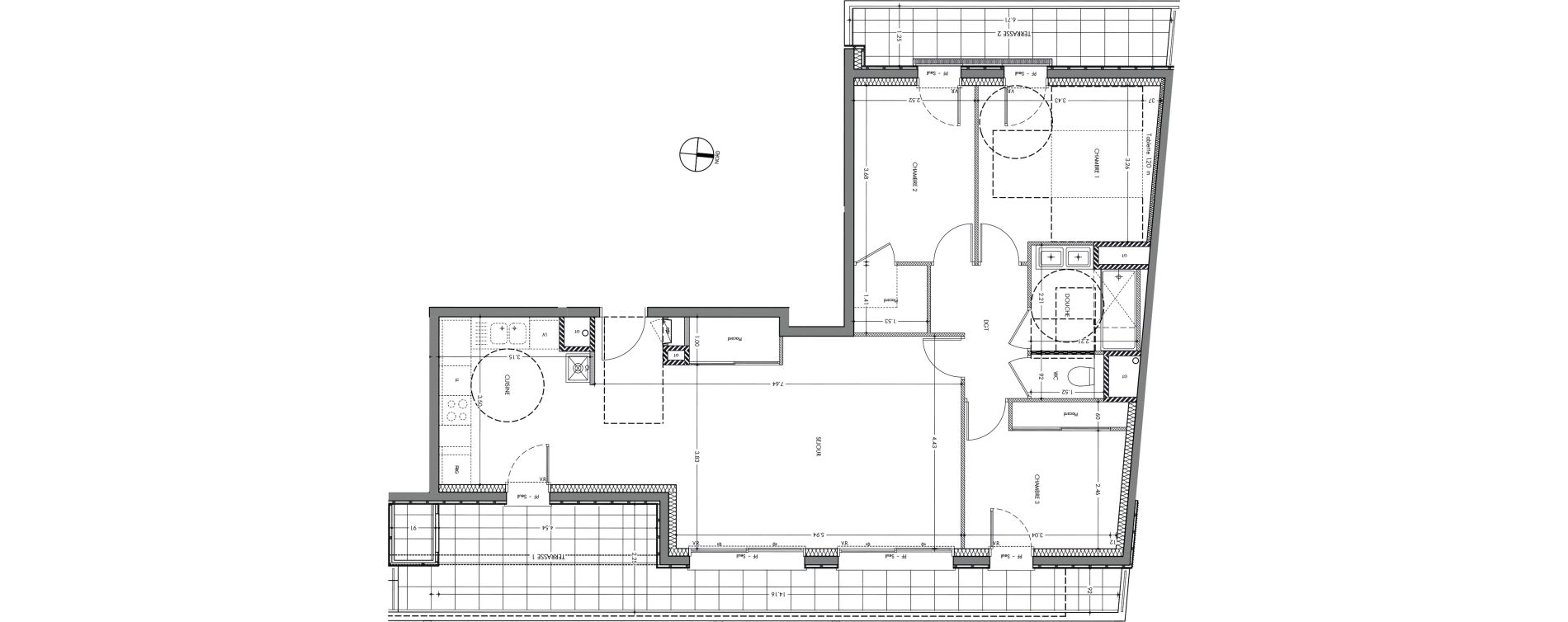 Appartement T4 de 87,60 m2 &agrave; Sassenage La falaise