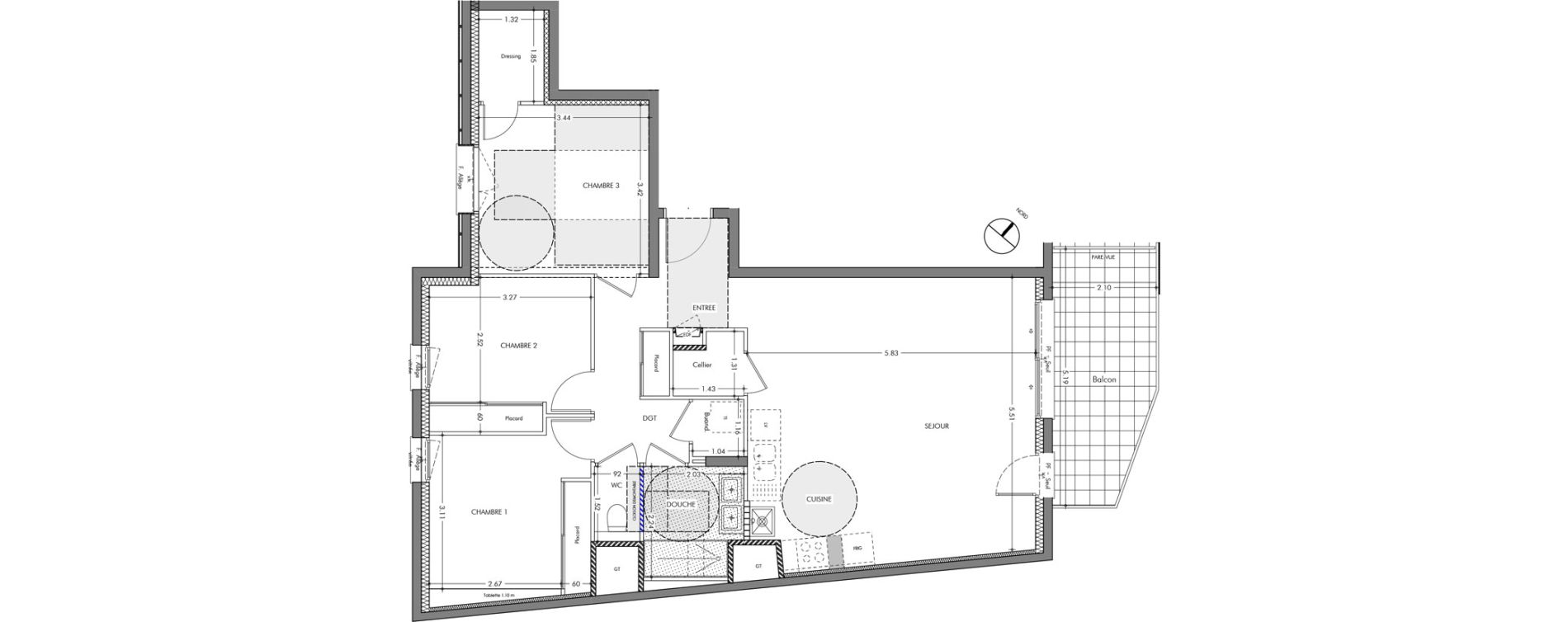 Appartement T4 de 85,45 m2 &agrave; Sassenage Centre