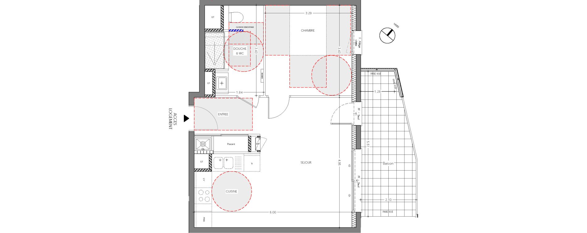 Appartement T2 de 46,42 m2 &agrave; Sassenage Centre