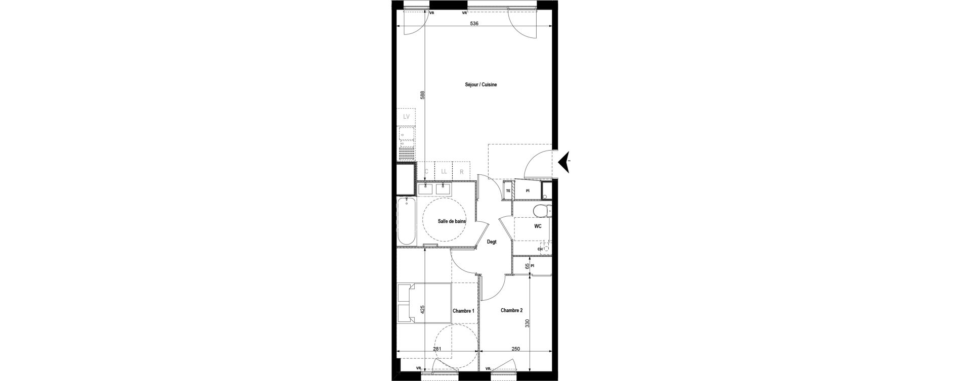 Appartement T3 de 64,36 m2 &agrave; Serpaize Centre