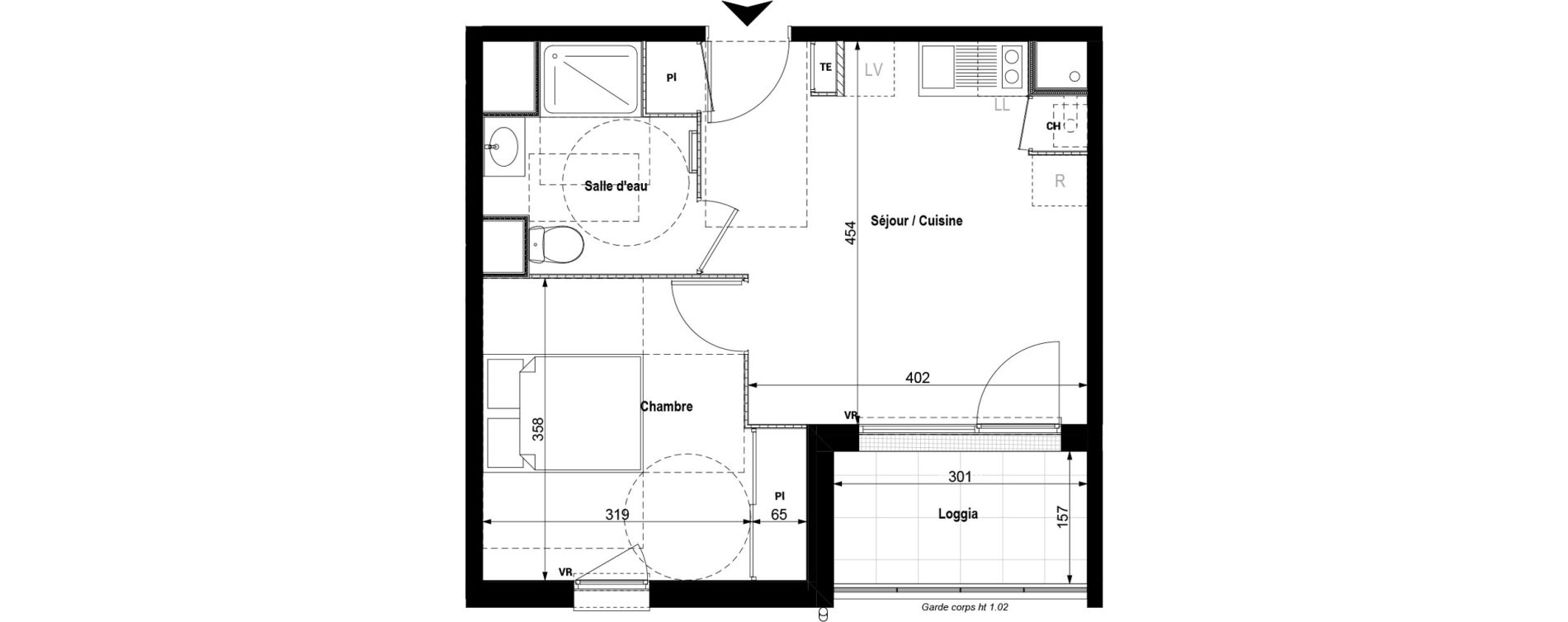 Appartement T2 de 37,46 m2 &agrave; Serpaize Centre