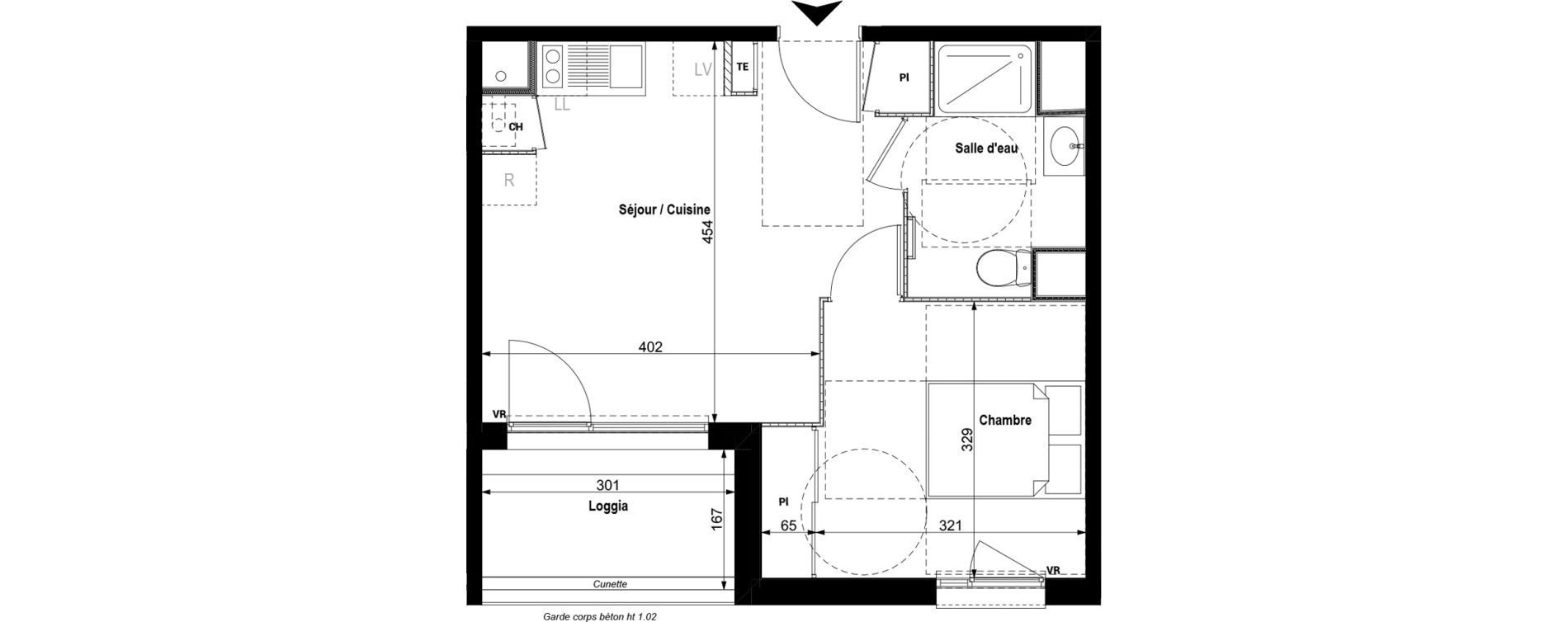 Appartement T2 de 37,70 m2 &agrave; Serpaize Centre