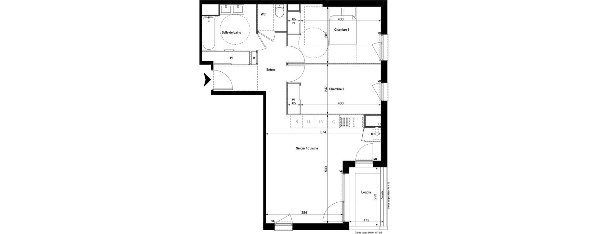 Appartement T3 de 66,37 m2 &agrave; Serpaize Centre