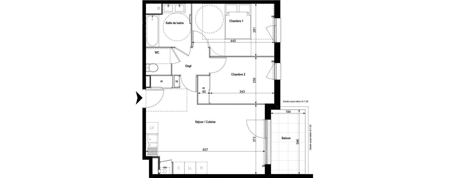 Appartement T3 de 58,15 m2 &agrave; Serpaize Centre