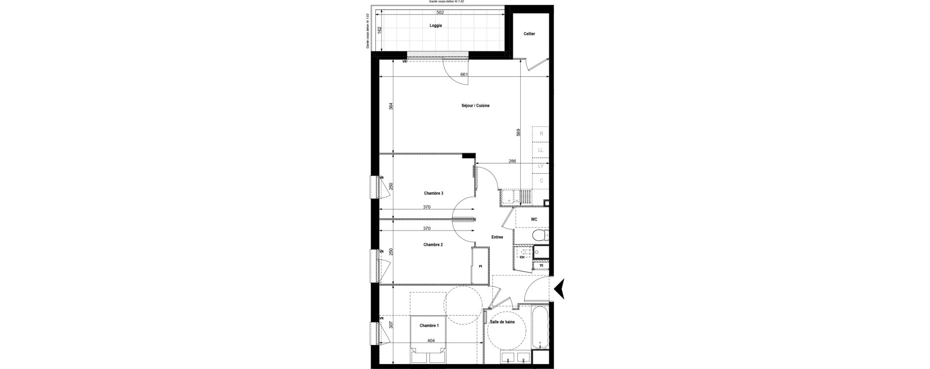 Appartement T4 de 78,14 m2 &agrave; Serpaize Centre