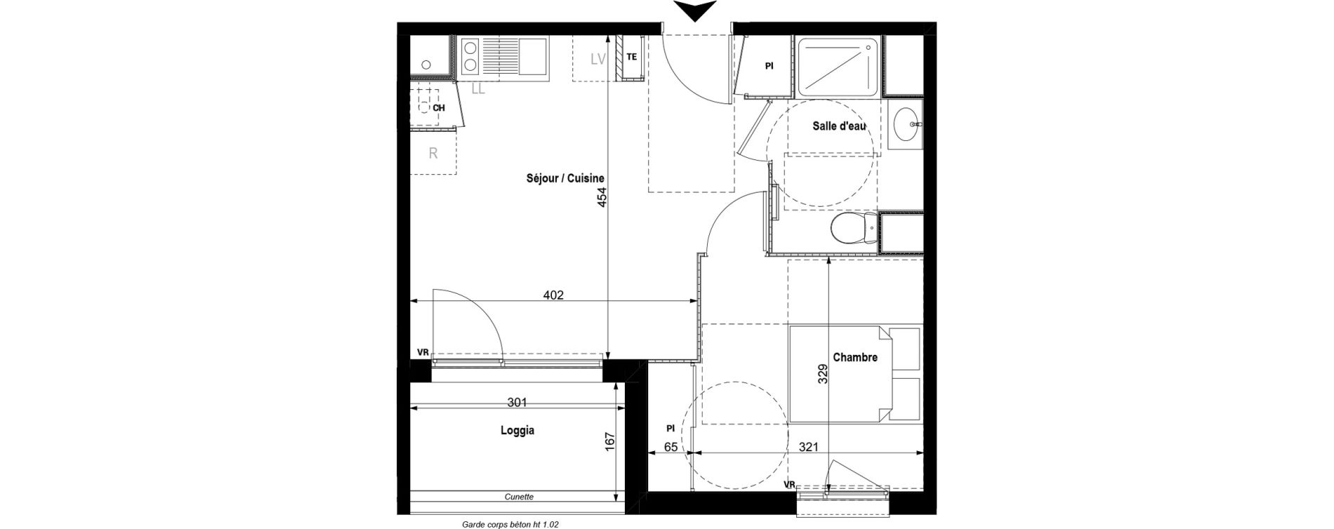 Appartement T2 de 37,70 m2 &agrave; Serpaize Centre