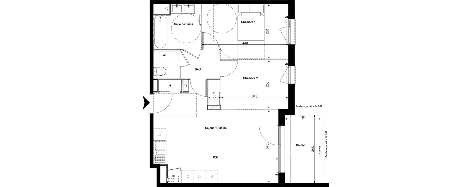 Appartement T3 de 58,04 m2 &agrave; Serpaize Centre
