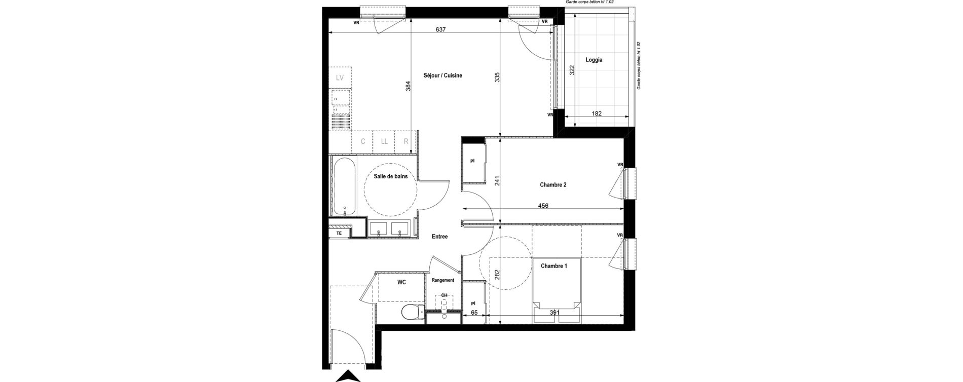 Appartement T3 de 64,65 m2 &agrave; Serpaize Centre