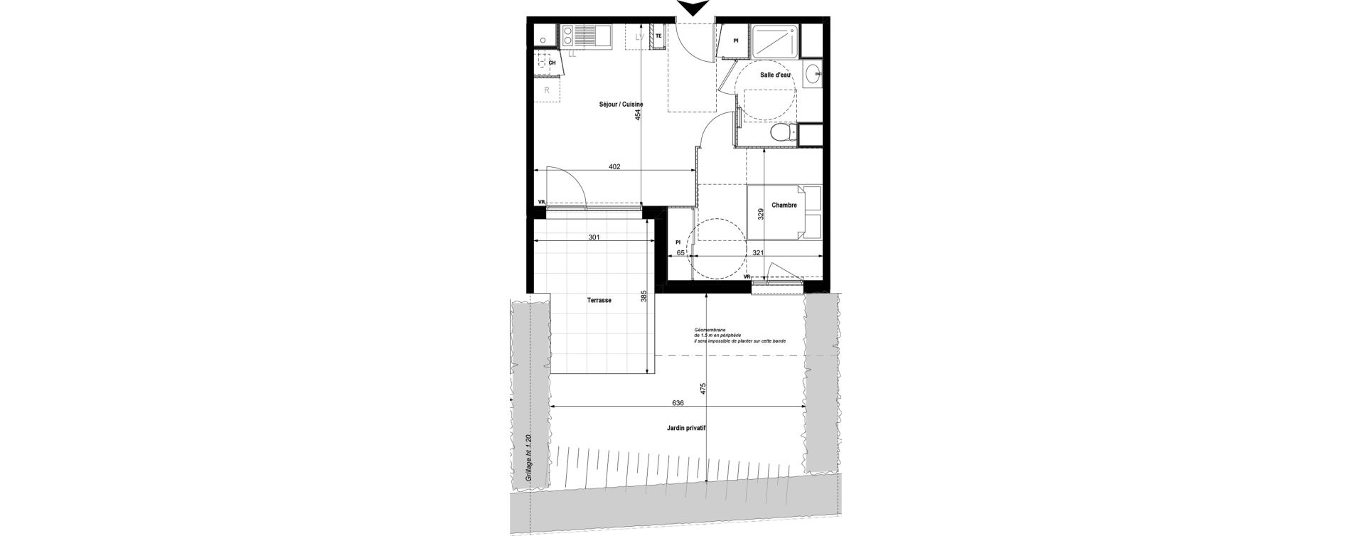 Appartement T2 de 37,71 m2 &agrave; Serpaize Centre