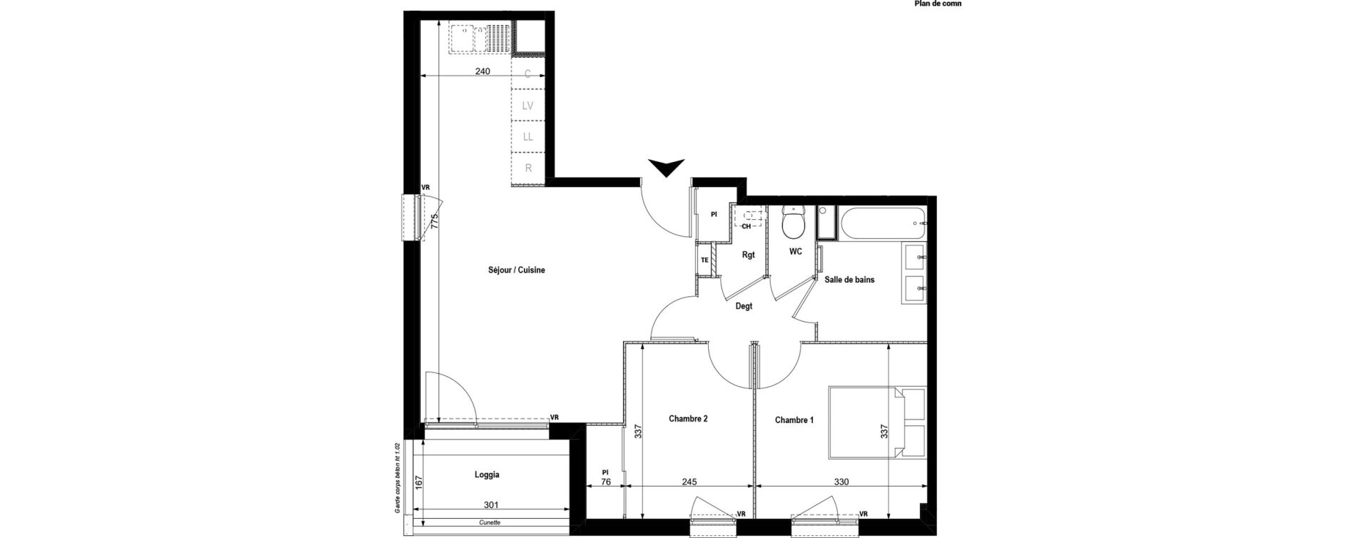 Appartement T3 de 60,74 m2 &agrave; Serpaize Centre