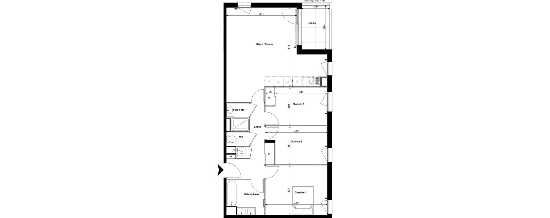 Appartement T4 de 80,74 m2 &agrave; Serpaize Centre
