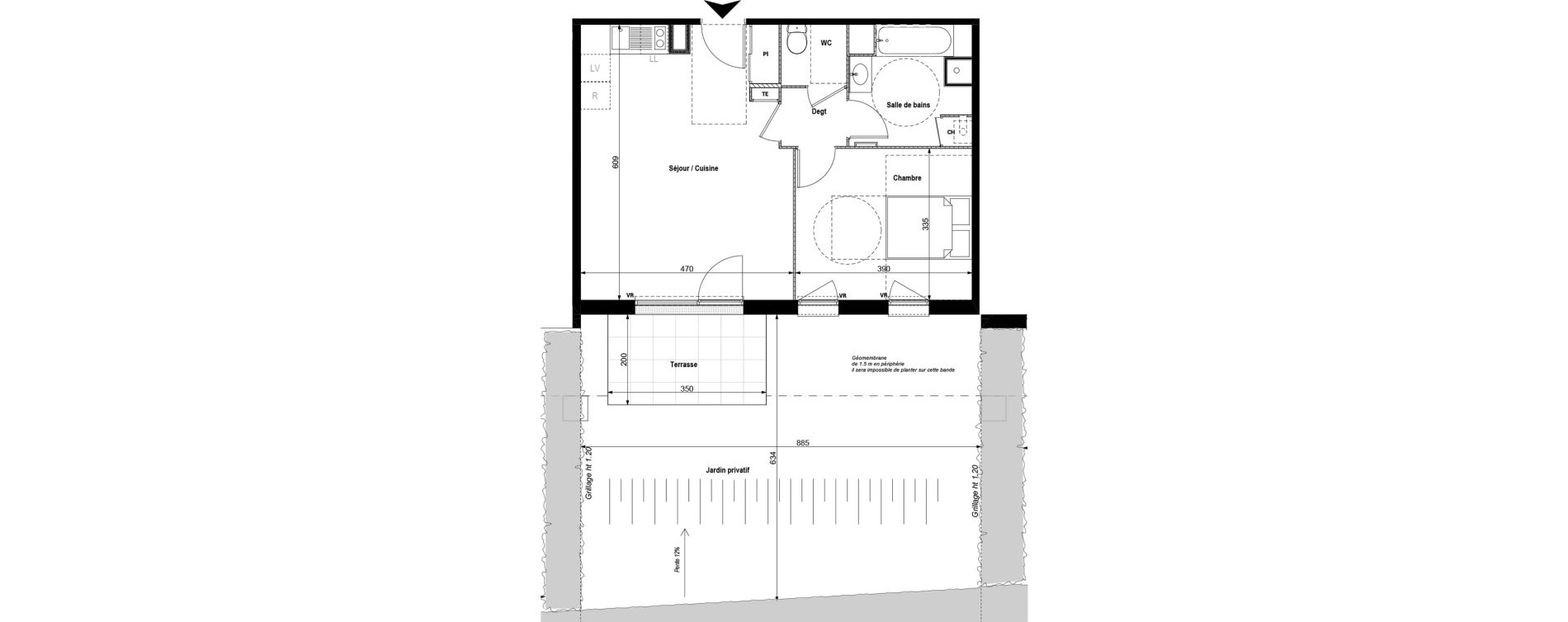 Appartement T2 de 50,52 m2 &agrave; Serpaize Centre