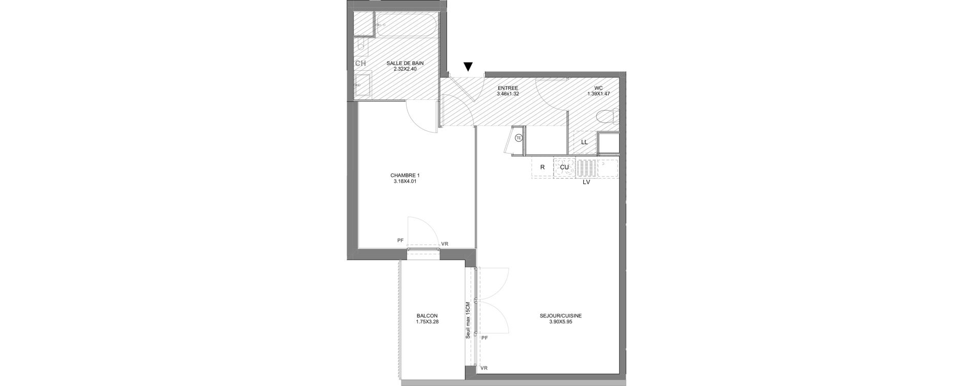 Appartement T2 de 49,13 m2 &agrave; Vienne Pasteur - leveau