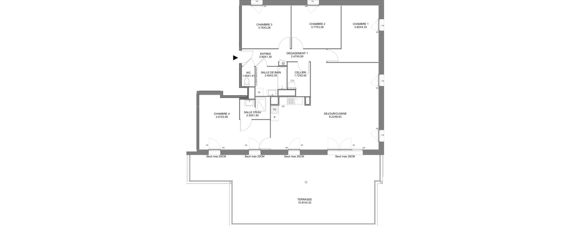 Appartement T5 de 123,08 m2 &agrave; Vienne Pasteur - leveau
