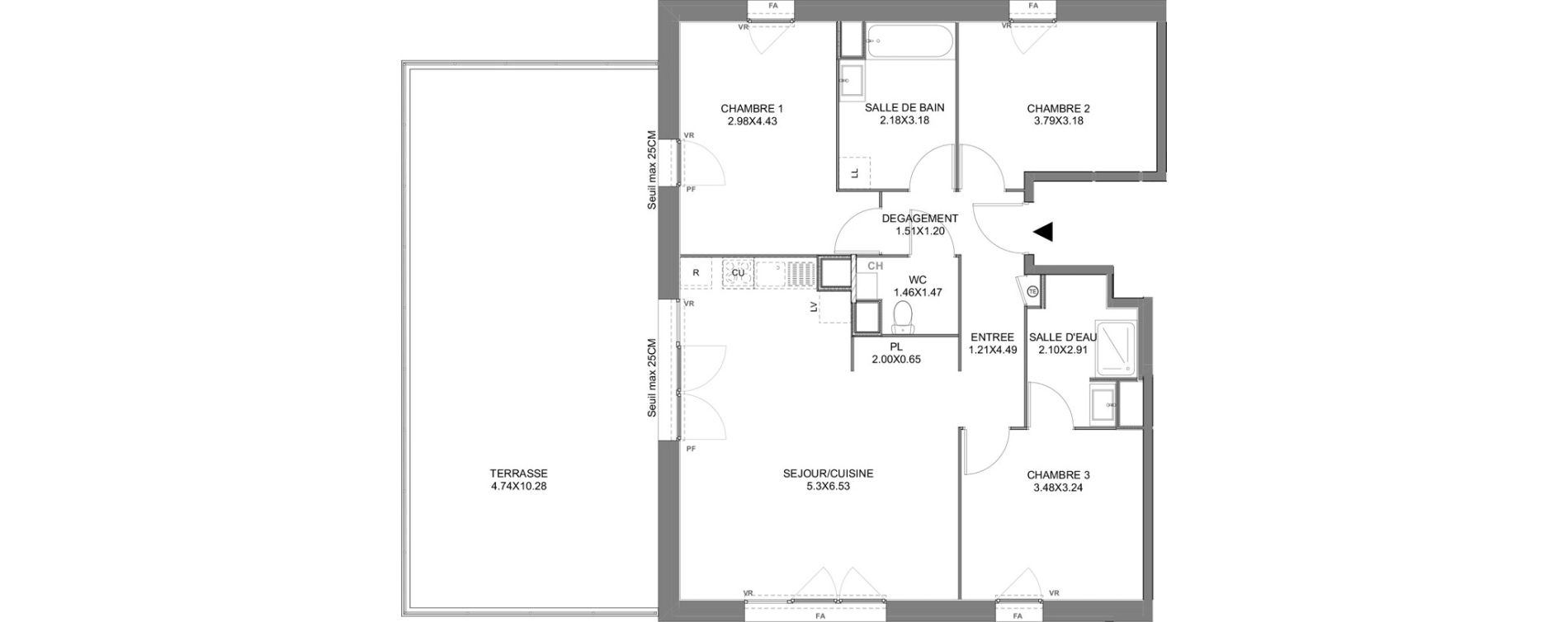 Appartement T4 de 89,43 m2 &agrave; Vienne Pasteur - leveau