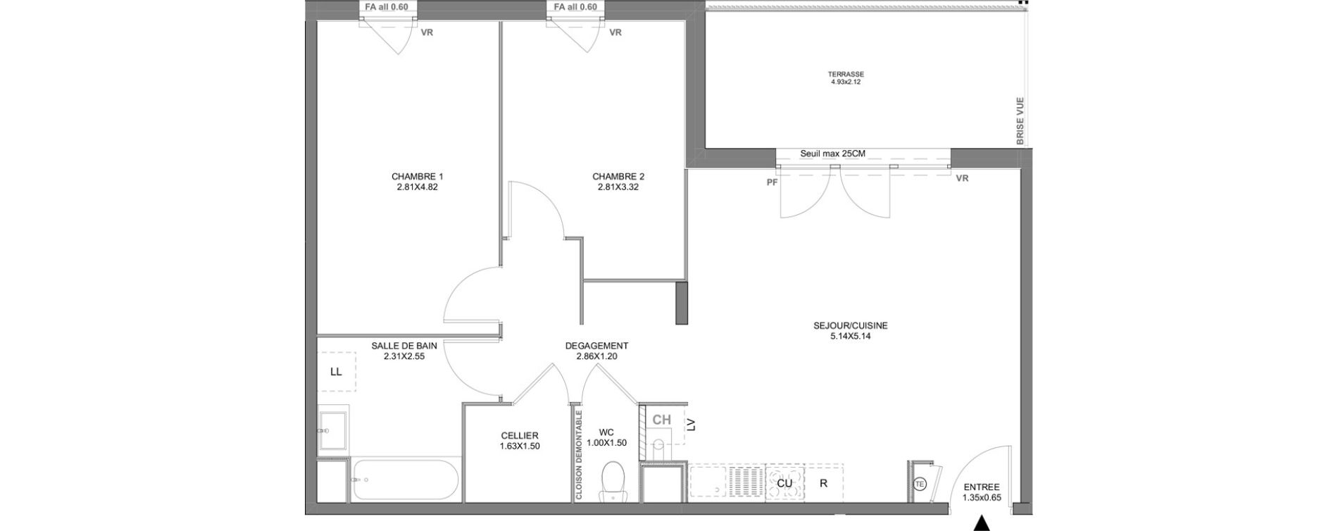 Appartement T3 de 66,35 m2 &agrave; Vienne Pasteur - leveau