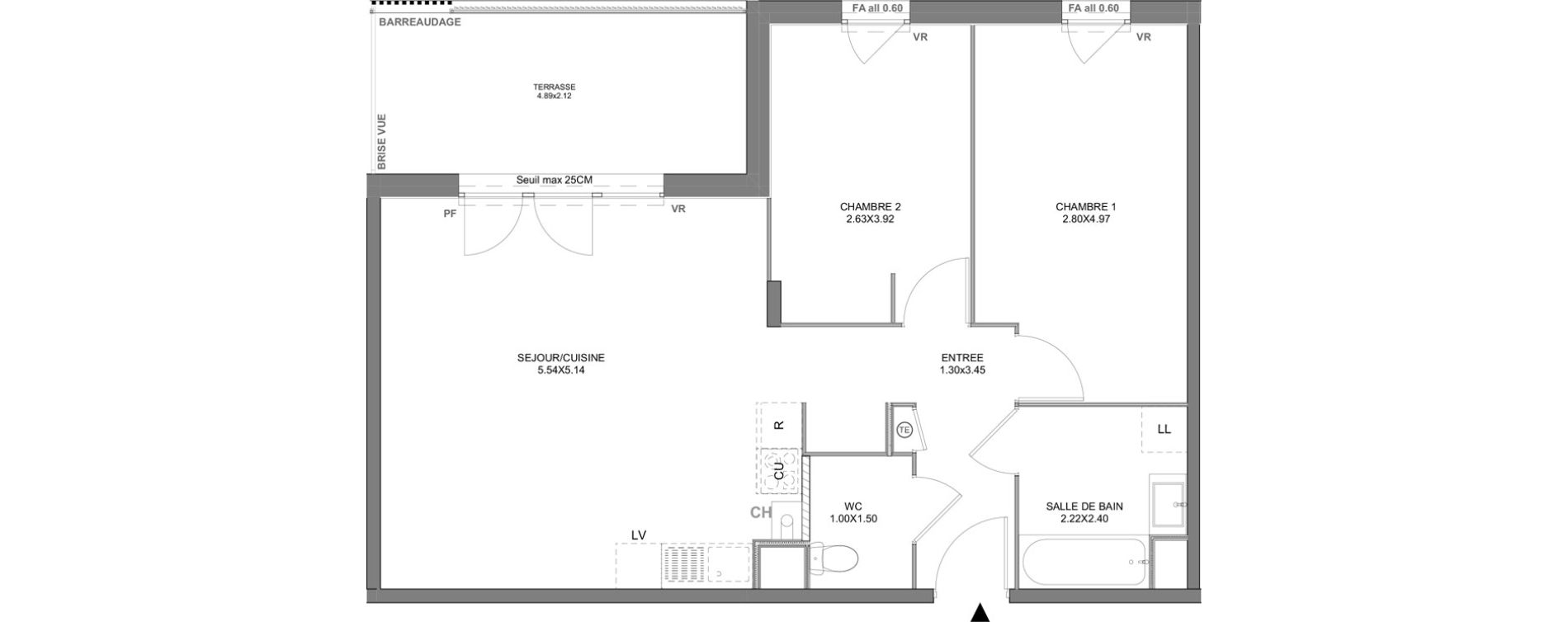 Appartement T3 de 64,84 m2 &agrave; Vienne Pasteur - leveau