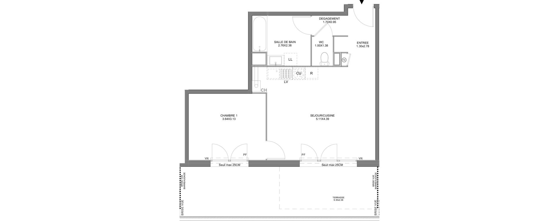 Appartement T2 de 47,84 m2 &agrave; Vienne Pasteur - leveau