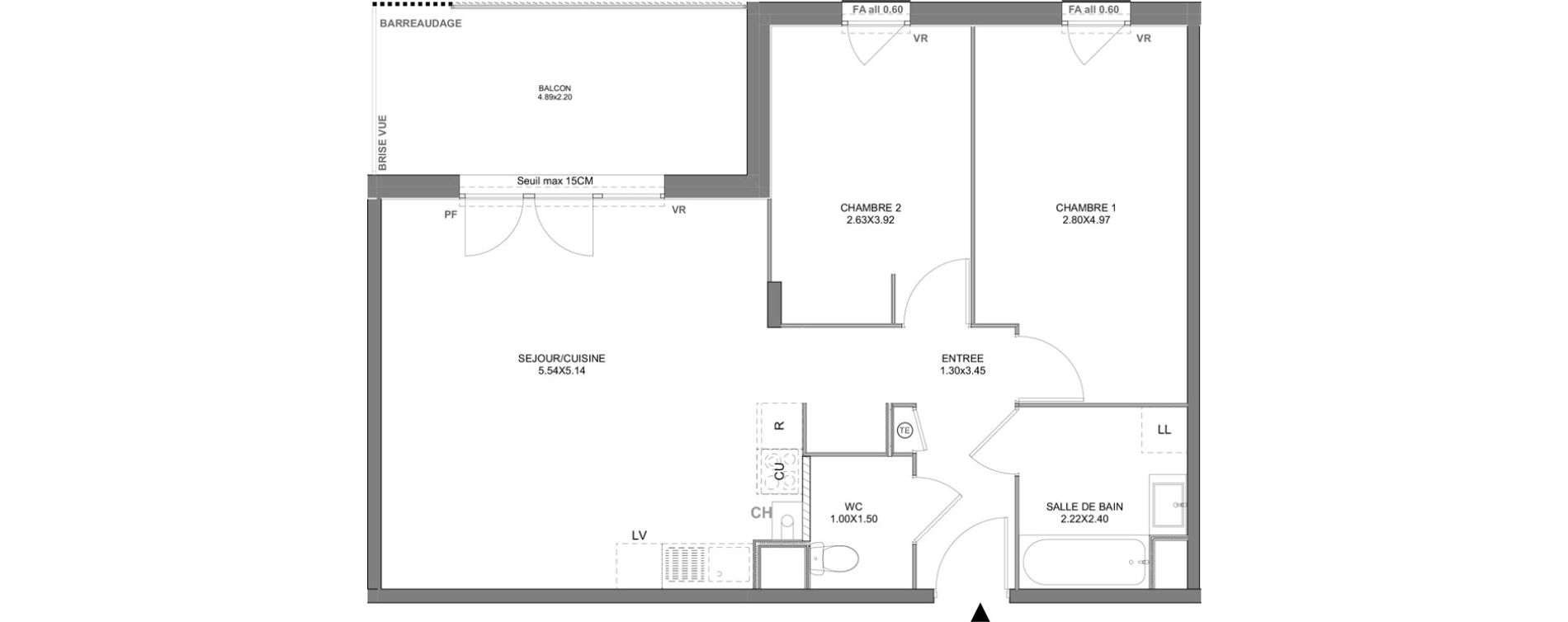 Appartement T3 de 64,84 m2 &agrave; Vienne Pasteur - leveau