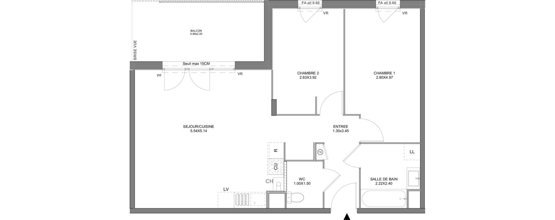 Appartement T3 de 64,84 m2 &agrave; Vienne Pasteur - leveau