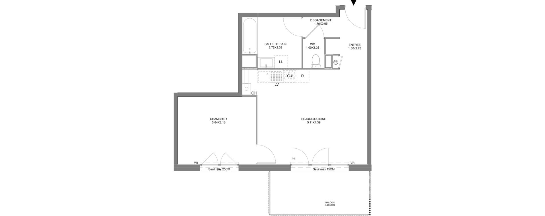 Appartement T2 de 47,84 m2 &agrave; Vienne Pasteur - leveau