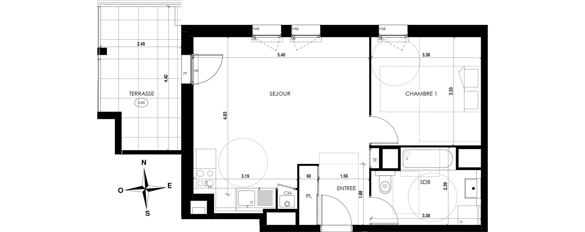 Appartement T2 de 47,04 m2 &agrave; Vienne Centre