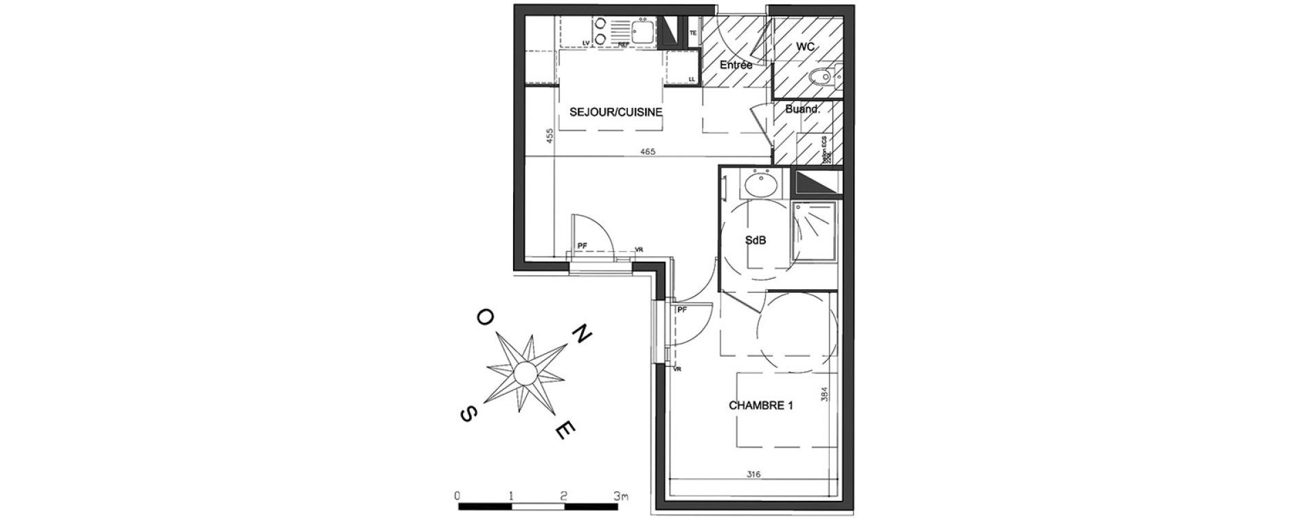 Appartement T2 de 39,61 m2 &agrave; Vienne Centre