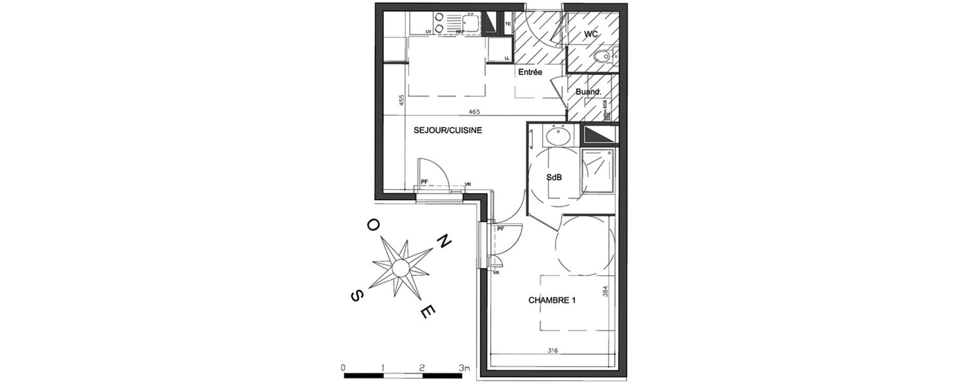 Appartement T2 de 39,61 m2 &agrave; Vienne Centre