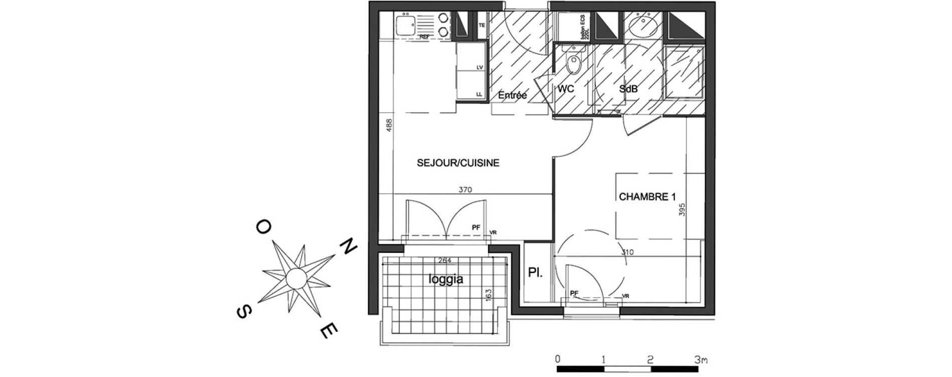 Appartement T2 de 36,60 m2 &agrave; Vienne Centre