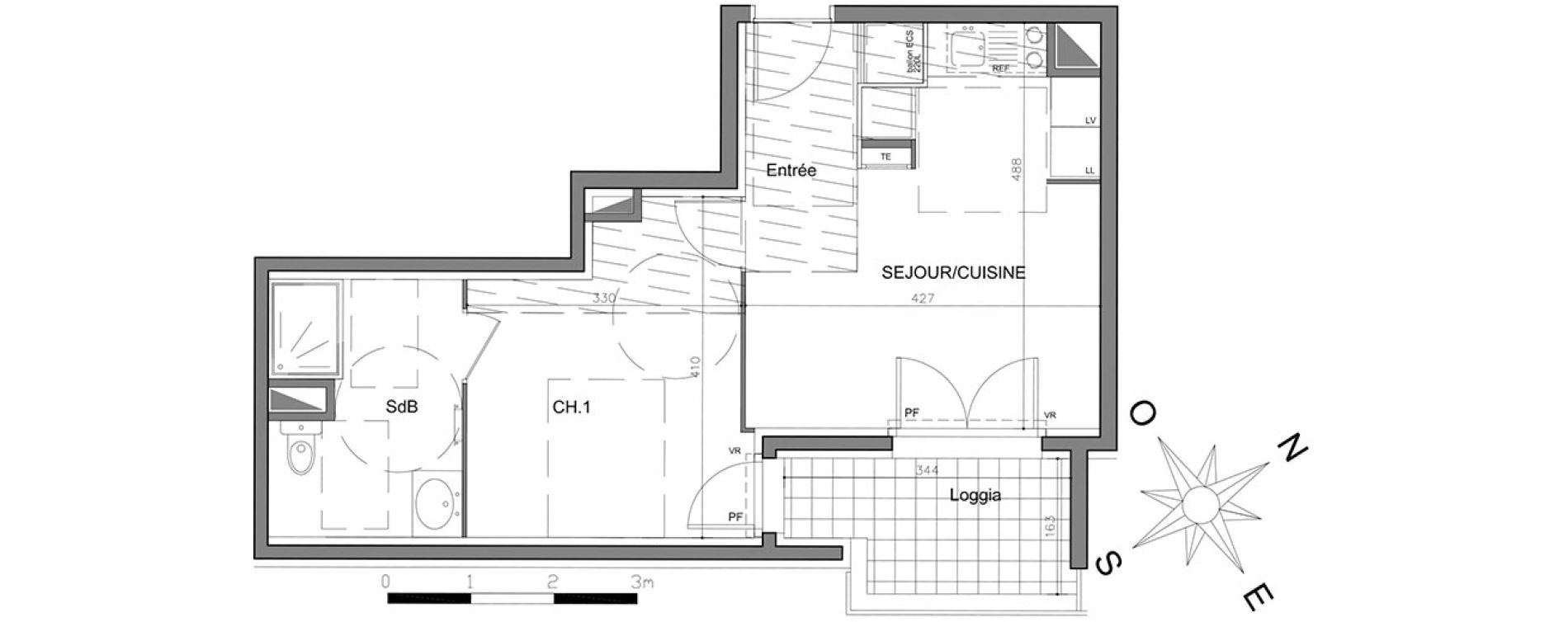 Appartement T2 de 38,34 m2 &agrave; Vienne Centre