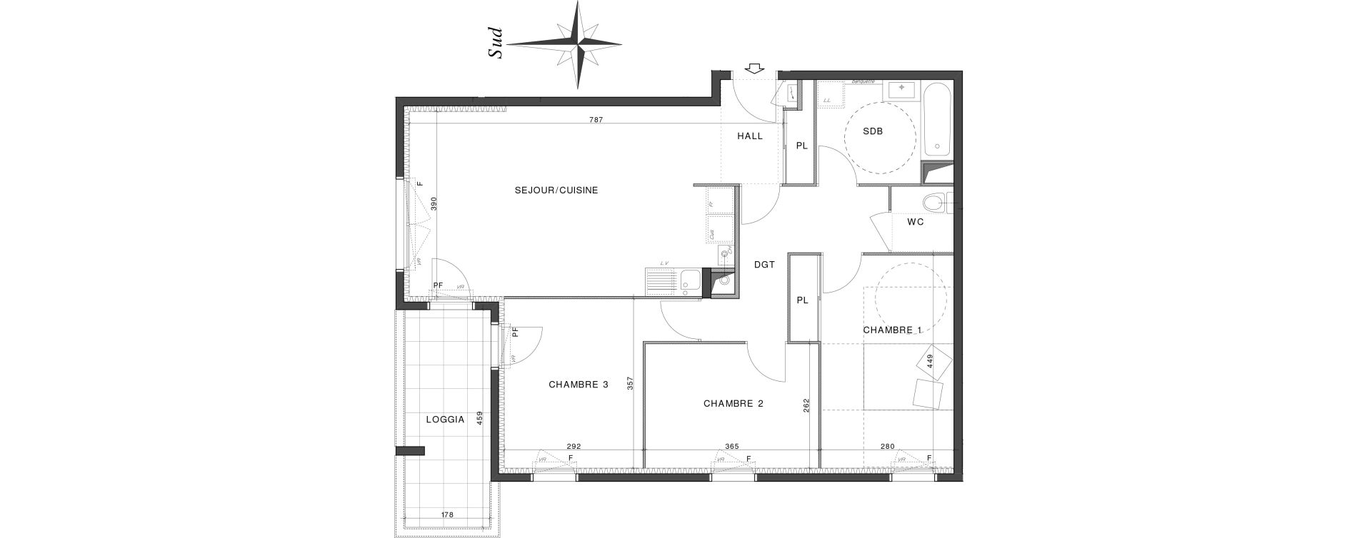 Appartement T4 de 80,10 m2 &agrave; Villefontaine Centre