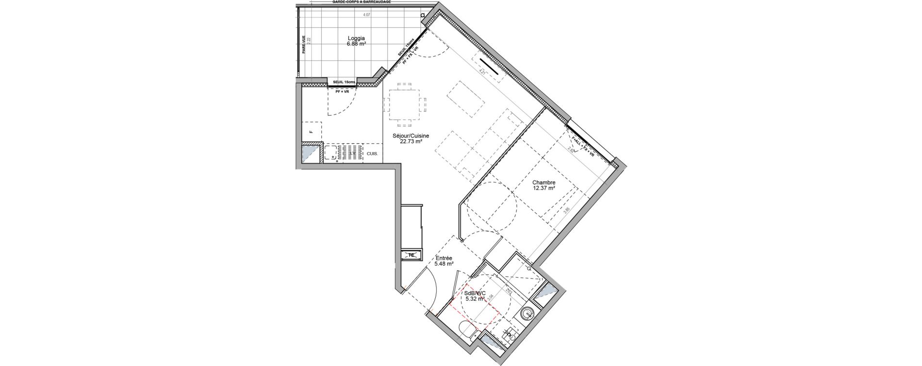 Appartement T2 de 45,90 m2 &agrave; Villefontaine Centre - saint-bonnet - muissiat
