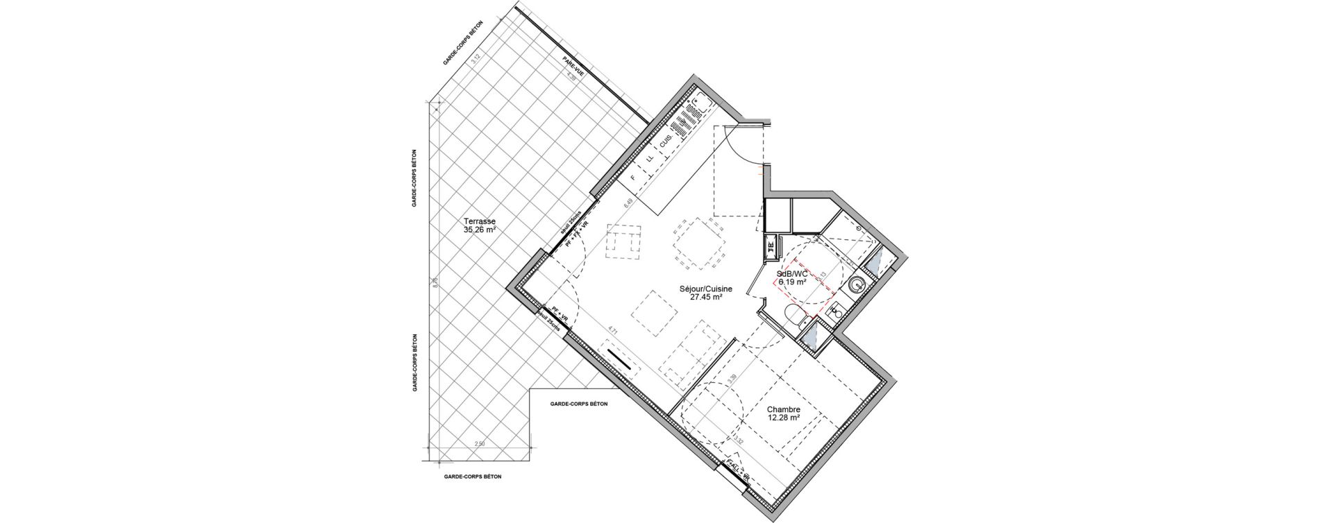 Appartement T2 de 45,92 m2 &agrave; Villefontaine Centre - saint-bonnet - muissiat